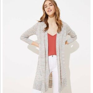 LOFT SPACEDYE DUSTER SWEATER IN PINK MULTI